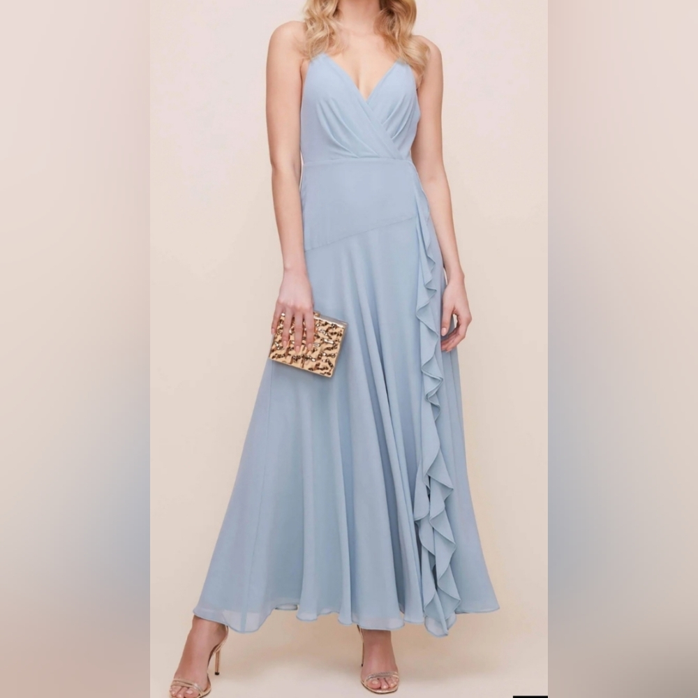 ASTR the label Sleeveless Surplice V-Neck Holland Ruffled maxi dress size XS
